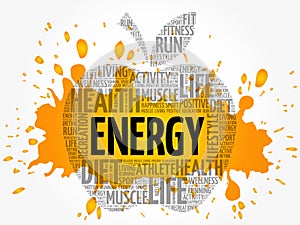 ENERGY apple word cloud collage