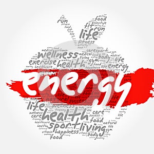 ENERGY apple word cloud collage