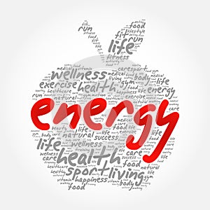 ENERGY apple word cloud collage