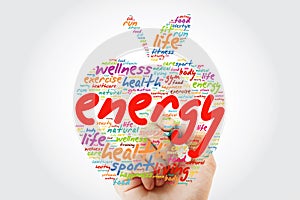 ENERGY apple word cloud with marker