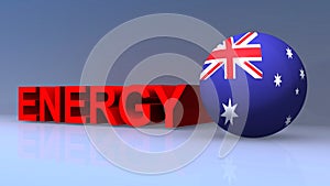 Energy with Australia flag on blue
