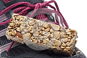 Energy Bar and Sneaker Shoe Sports Concept