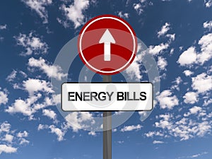 Energy bills and up arrow