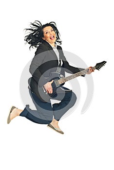 Energy business woman with guitar