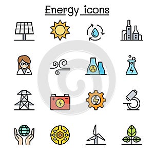 Energy color line icon set
