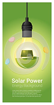 Energy concept background with solar panel in light bulb