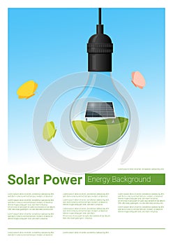 Energy concept background with solar panel in light bulb