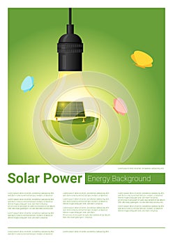 Energy concept background with solar panel in light bulb