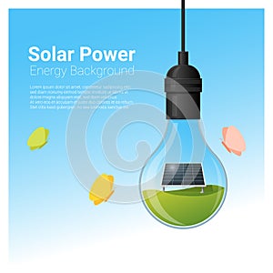 Energy concept background with solar panel in light bulb