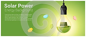 Energy concept background with solar panel in light bulb
