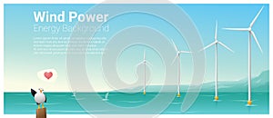 Energy concept background with wind turbine