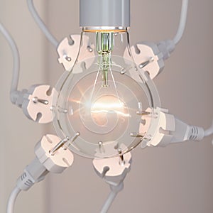 Energy crisis electric light bulb and plugs