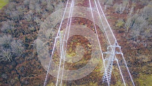 Energy distribution network technology, electricity pylon grid. Graphic