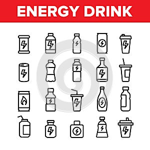 Energy Drink Collection Elements Vector Icons Set