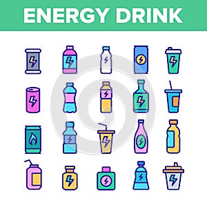 Energy Drink Color Elements Vector Icons Set