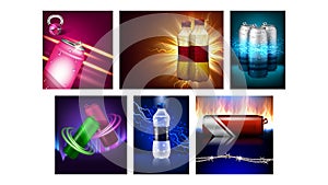 Energy Drink Creative Promotion Posters Set Vector