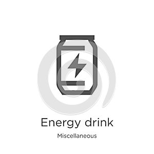 energy drink icon vector from miscellaneous collection. Thin line energy drink outline icon vector illustration. Outline, thin