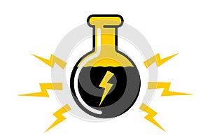 Energy drink - stimulating liquid stimulant with symbol of electricity