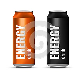 Energy drink in a tin can. Flight cooling drink. Vector 3d illustration