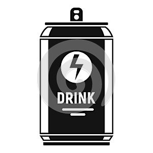 Energy drink tin can icon, simple style