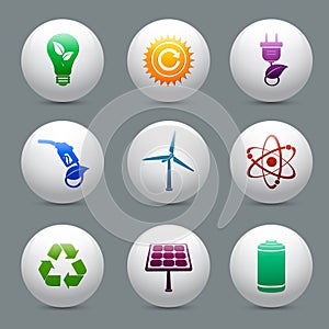 Energy and ecology buttons set