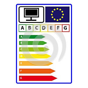 Energy efficience label for television isolated on white background. Vector illustartion