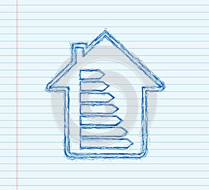 Energy efficiency chart and house concept. Home icon vector. Solar power. Green home. sketch icon. Vector stock