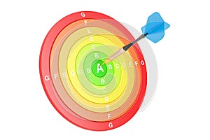 Energy efficiency concept with darts, 3D rendering