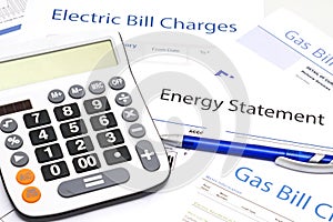 Energy efficiency concept and energy bill papers