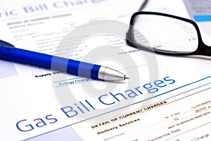 Energy efficiency concept and energy bill papers