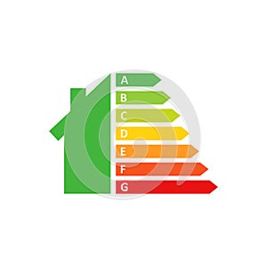 Energy efficiency in flat style. Ecological class vector illustration on isolated background. Electric performance sign business