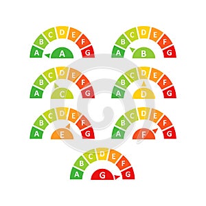 Energy efficiency in flat style. Ecological class vector illustration on isolated background. Electric performance sign business