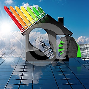 Energy Efficiency - House on a Solar Panel