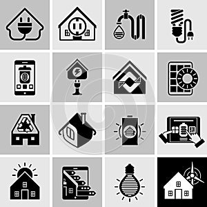 Energy Efficiency Icons Black