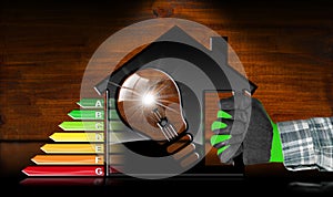 Energy Efficiency - Model House and Light Bulb
