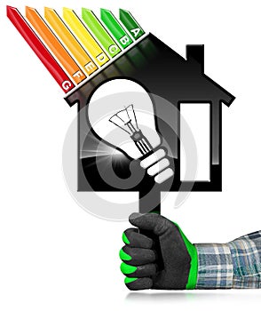 Energy Efficiency - Model House and Light Bulb