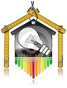 Energy Efficiency - Model House and Light Bulb