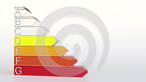 Energy efficiency ranking or rating. Class D chart 3D rendering