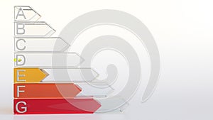 Energy efficiency ranking or rating. Class D chart 3D rendering