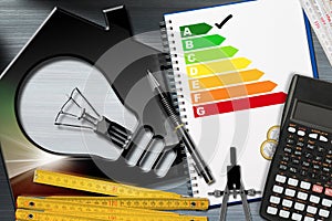 Energy Efficiency Rating with Calculator and House