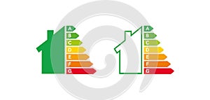 Energy efficiency rating icon. Eco house concept illustration symbol. Sign certificate chart vector