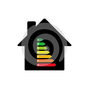 Energy efficiency rating. Vector isolated element. Smart eco house improvement. Technology symbol. Environment ecology concept