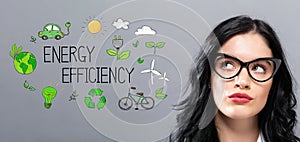 Energy Efficiency with young businesswoman