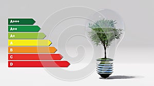 Energy efficient green tree in the bulb