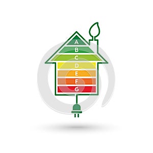 Energy efficient house concept with classification graph bars