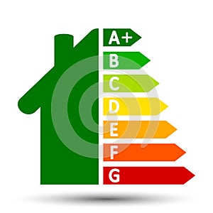 Energy efficient house concept with classification graph - vector