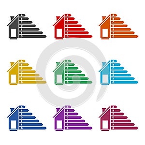 Energy efficient house icon isolated on white background. Set icons colorful