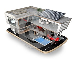 Energy-Efficient house on a smart phone.