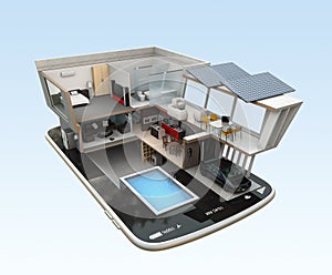 Energy-Efficient house on a smart phone.