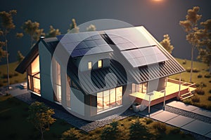 Energy Efficient House With Solar Panels